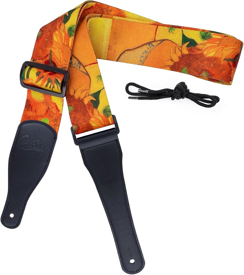 BestSounds Guitar Strap, Bass Guitar Strap, Electric and Acoustic Guitar Straps (Van Gogh Sunflower) - Image 1